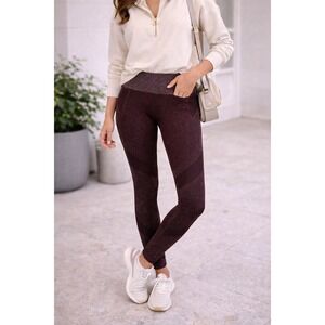 Athleta Twilight Tight Leggings Small Purple Shimmer Metallic High Rise